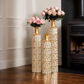 Floor Vases Gold Large Vases - 32/28/24 inch decorative high vases set of 3 for home decor Vintage Large vases representing twigs Twigs dried flowers
