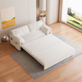 63.8" Queen Pull Out Sofa Bed, 3-in-1 Convertible Sleeper Sofa with Side Storage,Multi-Functional Velvet Loveseat Bed for Living Room,Bedroom