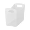 Plastic Utility Storage Bin 12 Qt Narrow Rectangle with Carrying Handles, Clear