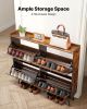 Shoe Cabinet with 4 Flip Drawers, Farmhouse Shoes Storage Cabinet with Wood Legs and Anti-Tipping Device