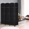 HOMCOM 4 Panel Wicker Room Divider Folding Privacy Screen 6' Tall Black