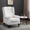 HOMCOM Elegant Seating Duo: Cream White Tufted High Wingback Accent Chairs with Rounded Arms