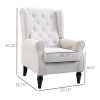 HOMCOM Elegant Seating Duo: Cream White Tufted High Wingback Accent Chairs with Rounded Arms