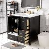 30'' Bathroom Vanity with Resin Sink Combo, Solid Wood Frame Bathroom Storage Cabinet, Freestanding Vanity Set with 4 Drawers& Soft Closing Doors