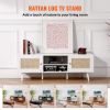 VEVOR Rattan TV Stand for 65 inch TV, Boho TV Stand with Rattan Door, Entertainment Center with Build-in Socket and USB Ports