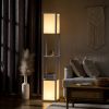HOMCOM Shelf Floor Lamp White 2 Light Fabric Shade for Living Room Bedroom 10.25x10.25x61.5