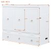 Queen Size Murphy Bed with USB Port and a Large Drawer, White