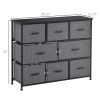 HOMCOM 8-Drawer Dresser, Dark Gray 3-Tier Fabric Chest with Steel Frame & Wooden Top for Bedroom, Hallway