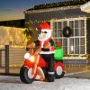 HOMCOM 6' Christmas Inflatable Santa Claus Riding A Motorcycle with Toy Bag, Outdoor Blow-Up Yard Decoration with LED Lights Display