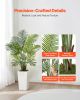 Artificial Areca Palms 4 ft, 2 Pack Fake Palm Tropical Plants with White Tall Planter, Faux Floor Silk Plant in Pot