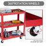 3-Tier Rolling Tool Cart,Metal Mechanic Tool Cart on Wheels, Heavy Duty Rolling Carts with Wheels