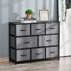 HOMCOM 8-Drawer Dresser, Dark Gray 3-Tier Fabric Chest with Steel Frame & Wooden Top for Bedroom, Hallway