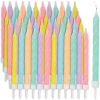 2 Boxes of 24 Pack Pastel Colors with Gold Glitter Candles in 3 inch, 6 Color Assorted, with Holders