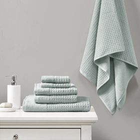 Cotton Waffle Jacquard Antimicrobial Bath Towel 6 Piece Set (D0102HR7TRJ)
