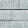 Cotton Waffle Jacquard Antimicrobial Bath Towel 6 Piece Set (D0102HR7TRJ)