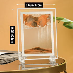 1pc; Dynamic Square Quicksand Painting; Romantic Gift; Quicksand Painting Decoration; Home Decoration; Office Desktop Decoration; Hourglass Dynamic Ar (Color: YELLOW, size: 9.05in/23cm)