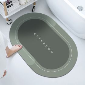 1pc Diatom Mud Oval Classic Floor Mat; Super Absorbent Floor Mat; Quick Dry Bath Mats For Bathroom Floor; Non-Slip Bathroom Rugs; Easy To Clean (Color: Light Green)