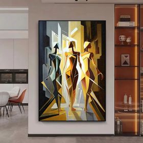 Handmade Oil Painting Woman Abstract Painting On Canvas Line Art Colorful Modern Wall Art Acrylic Painting Art Figure Painting For Home Decor (Style: 01, size: 50X70cm)