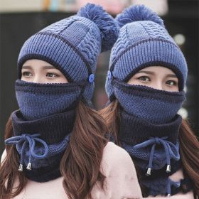 Plus velvet thick bib mask (Color: Navy blue)