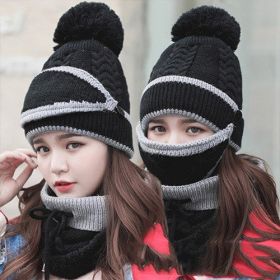 Plus velvet thick bib mask (Color: Dark black)