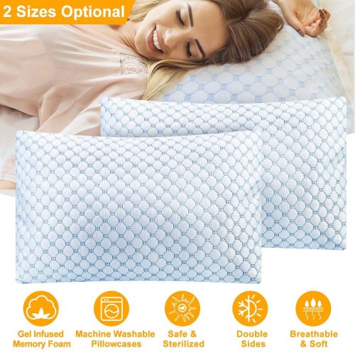 Cooling Memory Foam Pillow Ventilated Soft Bed Pillow w/ Cooling Gel Infused Memory Foam 2Pcs Queen Size Cooling Memory Foam Pillow Ventilated Soft Bed Pillow w/ Cooling Gel Infused Memory Foam 2Pcs Queen Size