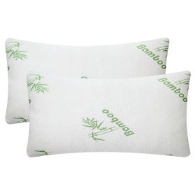 2Pcs Bamboo Memory Foam Pillow Hypoallergenic Bed Pillow For Head Neck Rest Sleeping Shredded Pillow Washable Cover Queen Size Pillow (Quantity: 2pcs)