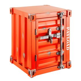 Industrial Style Container Storage Cabinet Side Table (Color: ORANGE)