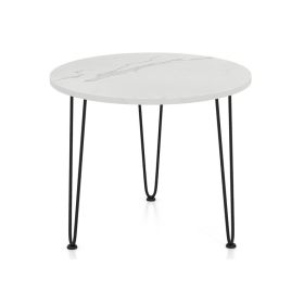 Patio Coffee Table with Metal Tripod Legs (Color: White, type: Side Table)