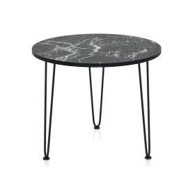 Patio Coffee Table with Metal Tripod Legs (Color: black, type: Side Table)