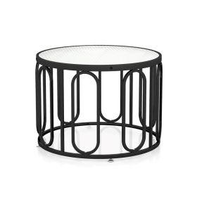 24 Inch Round Coffee Table with Oval Swivel Brackets (Color: black, type: Coffee Tables)