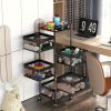 Rotating Kitchen Storage Shelf 5 Tier, Metal Fruit Vegetable Storage Basket Multi-Layer Vegetable Rack Storage Trolley on Wheels, Floor-Standing Baske